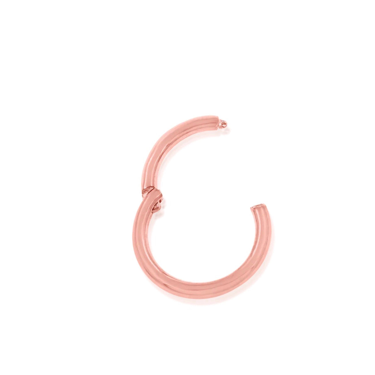 Close-up of the secure hinged clasp on a Junipurr Halo clicker ring