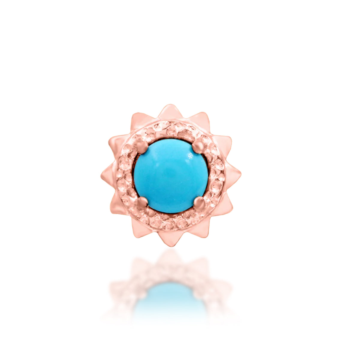 Junipurr Liviena solid 14k gold sun-inspired Kryptonite Green CZ decorative end, product view.