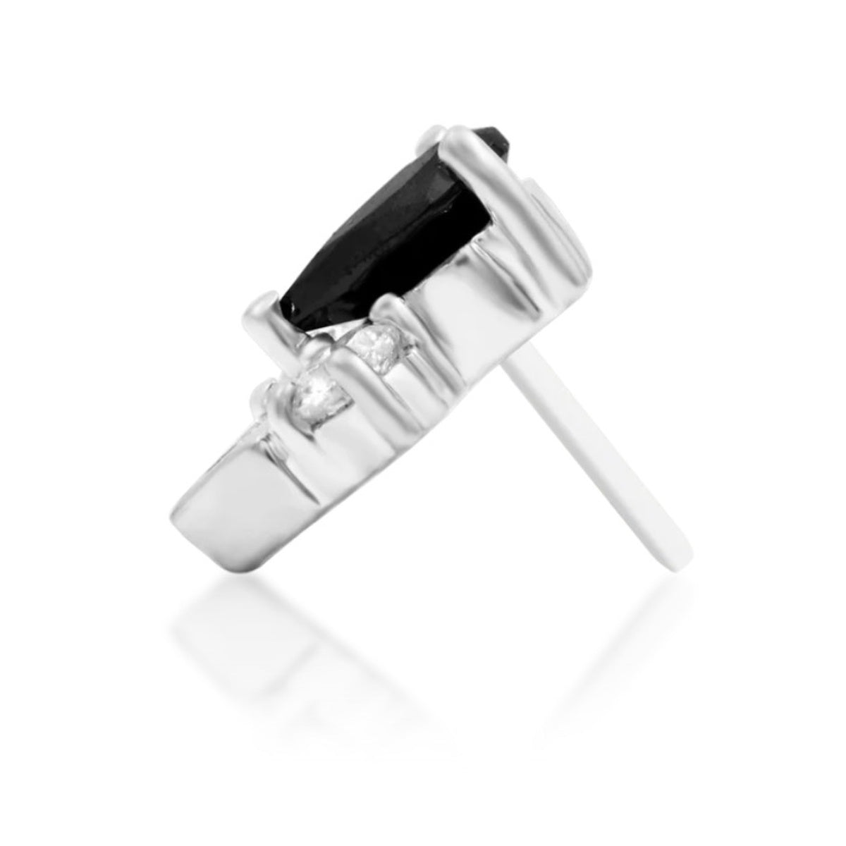 Junipurr Roxyn black and white cubic zirconia threadless end in 14k white gold, side profile