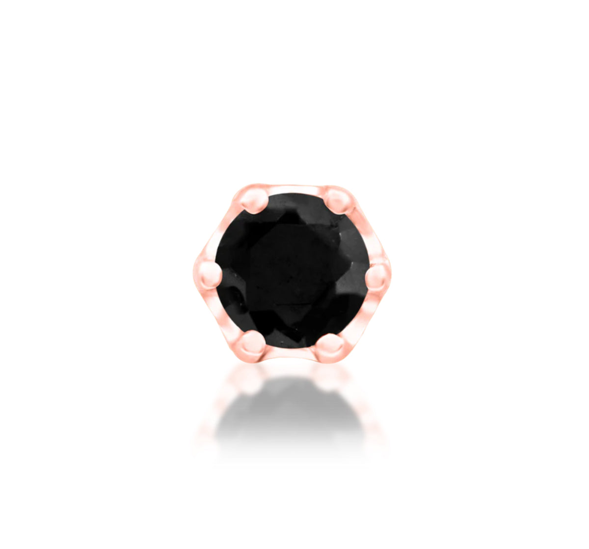 Junipurr Selena solid 14k gold Black CZ crown-set decorative end, product view.