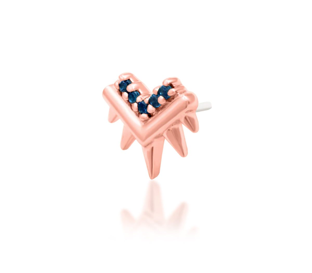 Junipurr Tatiana solid 14k gold fixed blue sapphire statement end, product view.