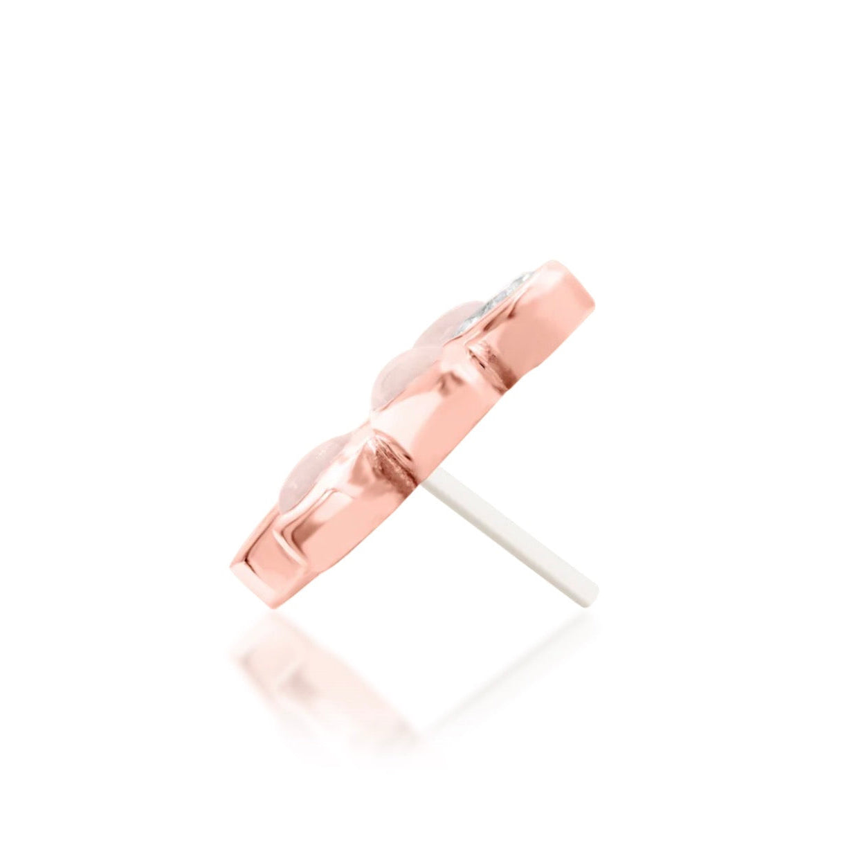 Natural rose quartz piercing jewellery in solid rose gold with an elegant multi-gemstone design.
