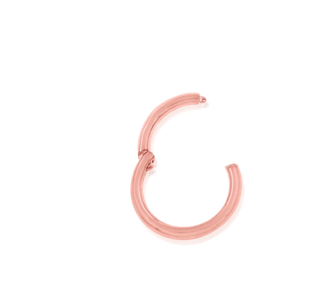 Rose gold clicker ring crafted from solid 14k gold with a seamless hinge.