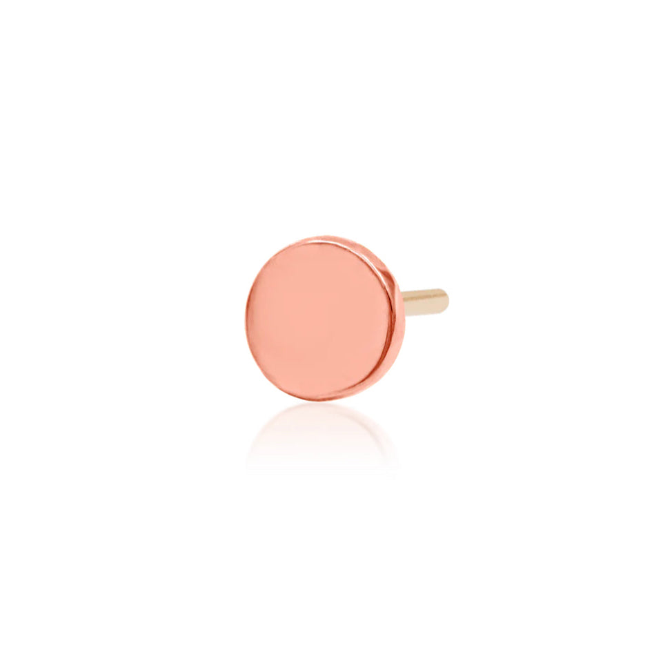 Rose gold flat-back stud featuring a simple polished disk
