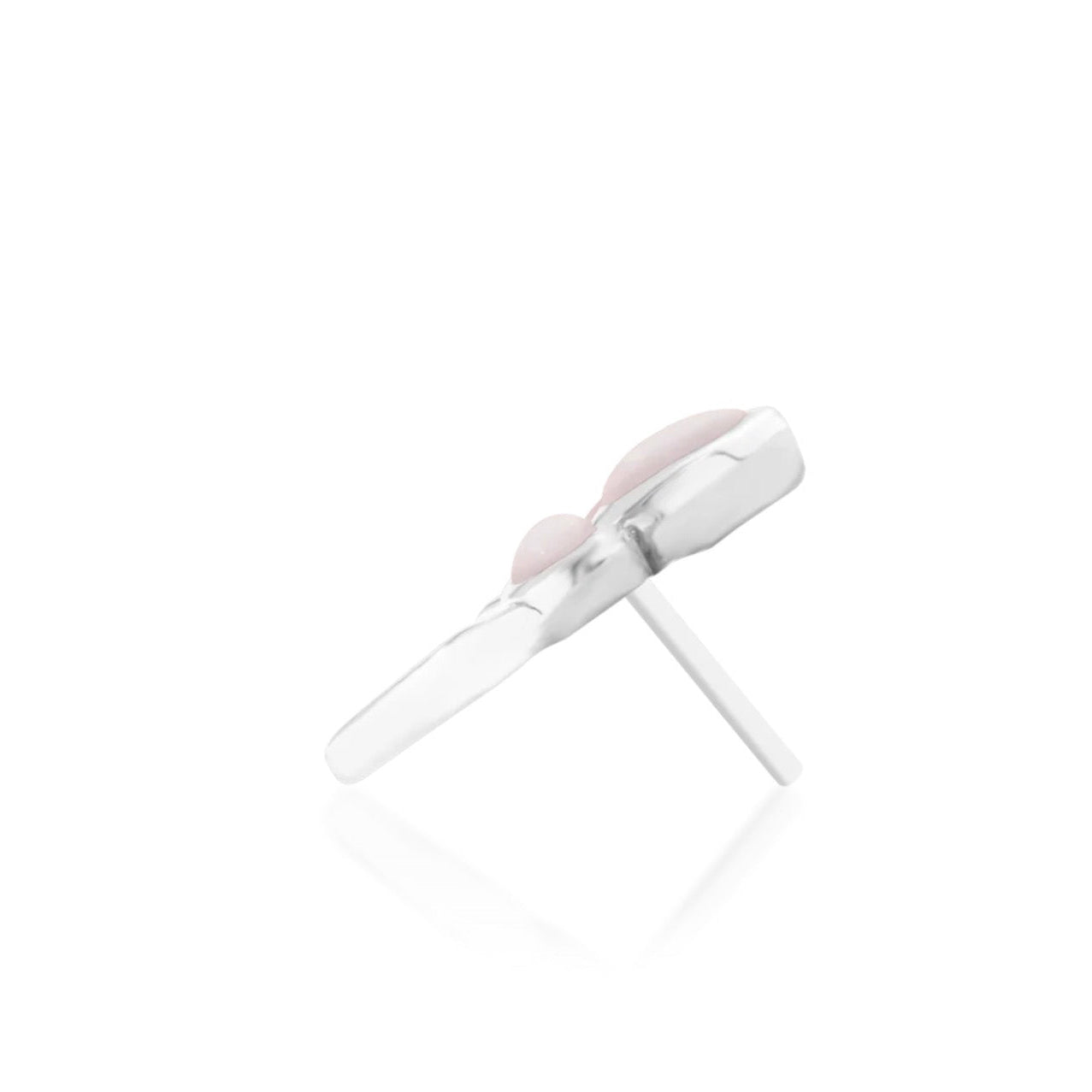 Rose quartz conch earring in solid white gold with genuine pink gemstones and a larger floral profile.