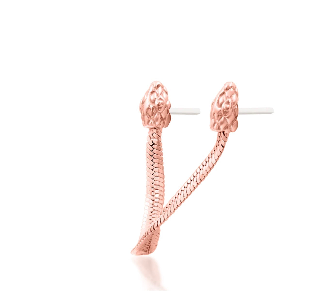 Rose gold serpent chain connector designed to link two suitably spaced ear piercings
