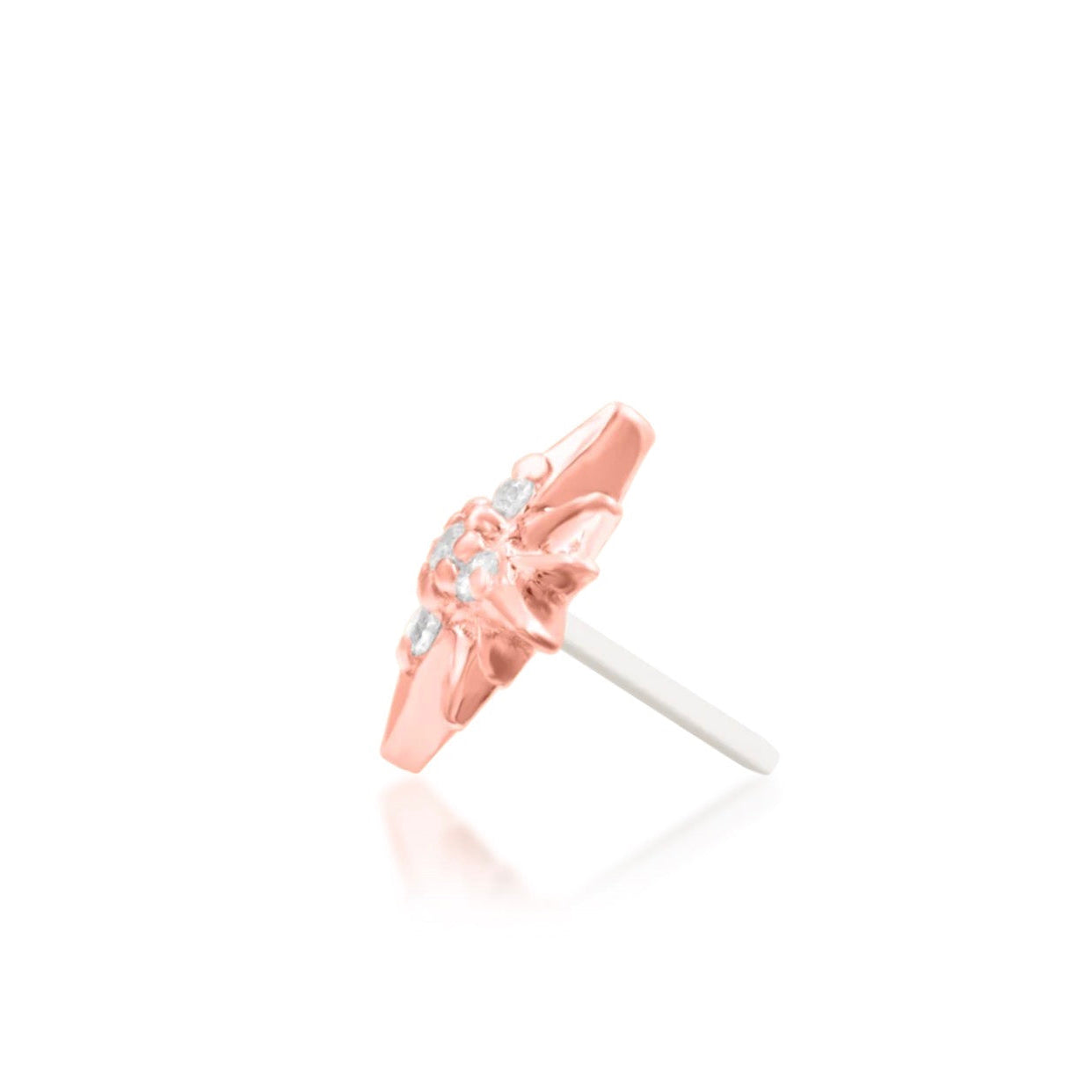 Starburst jewellery gift in 14k rose gold with a luminous cubic zirconia centre and celestial rays.