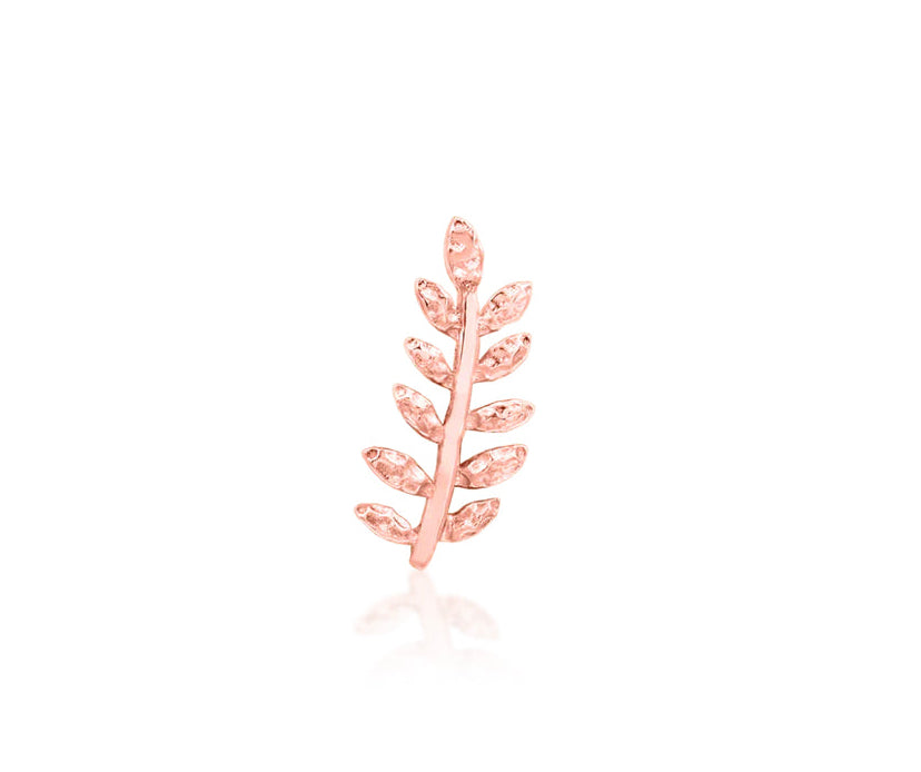 Junipurr Willow Flat Helix Conch Threadless End in 14K rose gold – elegant smooth finish, close-up detail