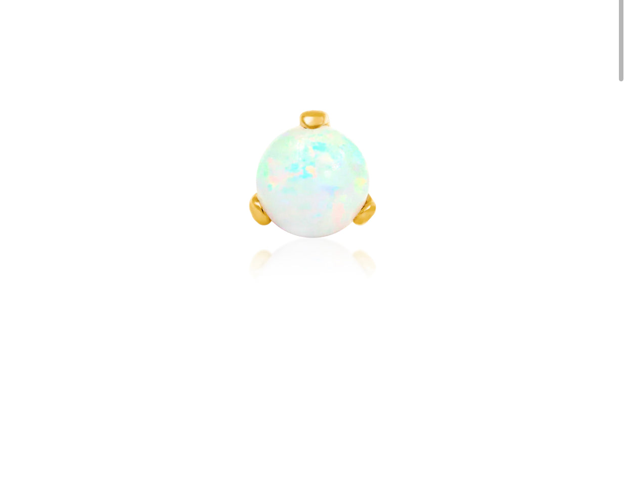 Junipurr Jewellery Prong -Set Ball With Opal 14kt Gold Threadless End