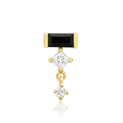     Junipurr Meria black CZ conch earring in solid 14k yellow gold with white gemstone accents