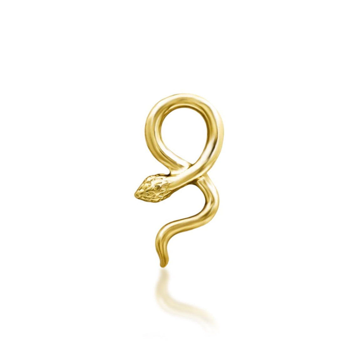 Junipurr Cornelius curved snake flat earring in solid 14k yellow gold