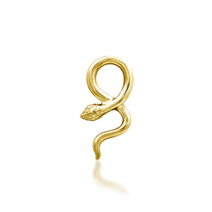 Junipurr Cornelius curved snake flat earring in solid 14k yellow gold