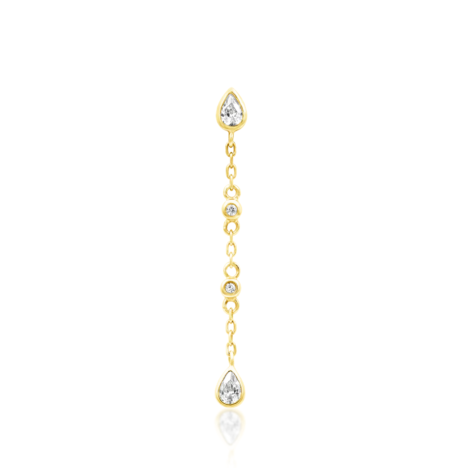     Junipurr Maria CZ chain dangle helix earring in solid 14k yellow gold