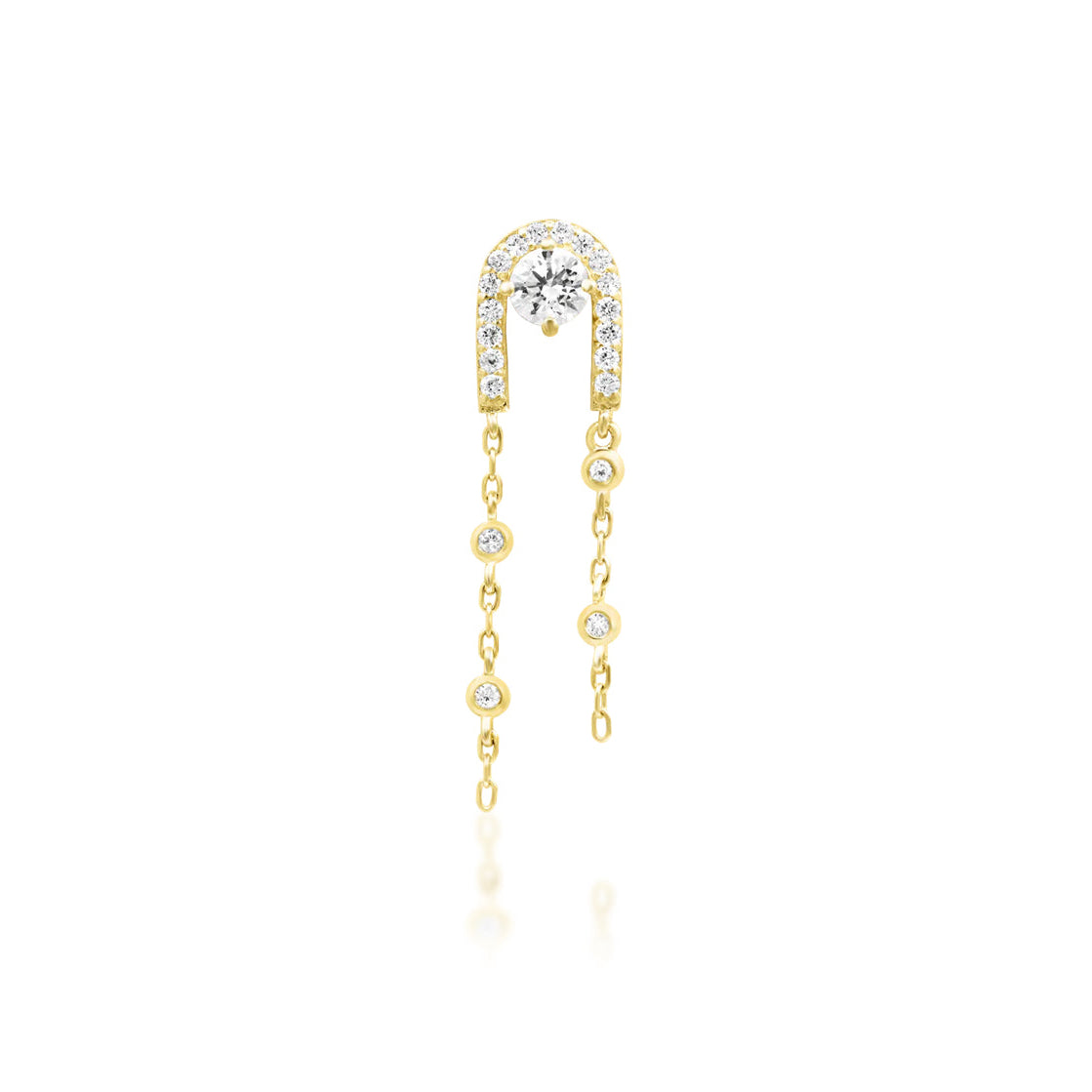 Junipurr Serena CZ chain drop earring in solid 14k yellow gold