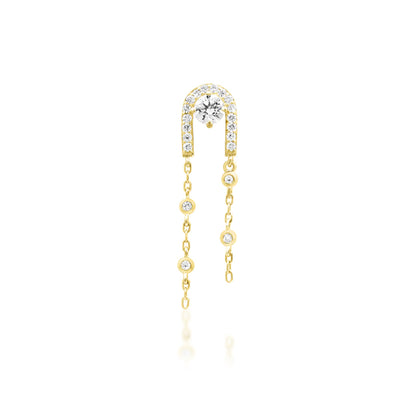 Junipurr Serena CZ chain drop earring in solid 14k yellow gold