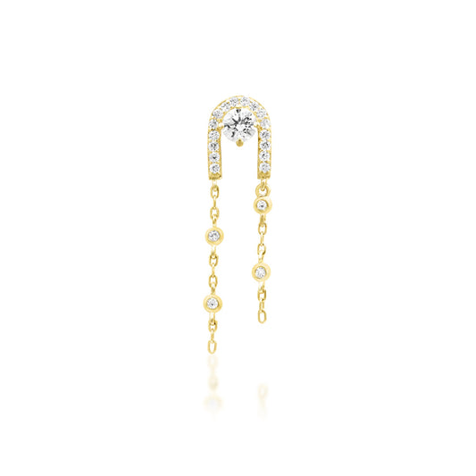 Junipurr Serena CZ chain drop earring in solid 14k yellow gold