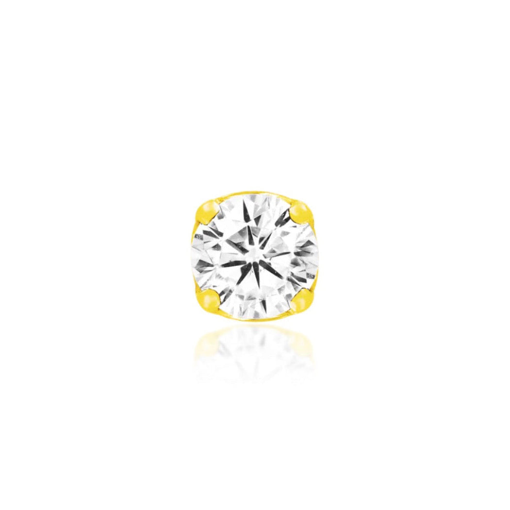 Junipurr Prong-Set CZ nose stud in solid 14k yellow gold