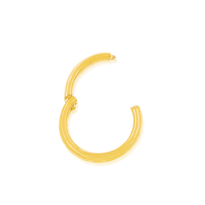 14k gold daith ring in yellow gold with a seamless hinged clicker design.