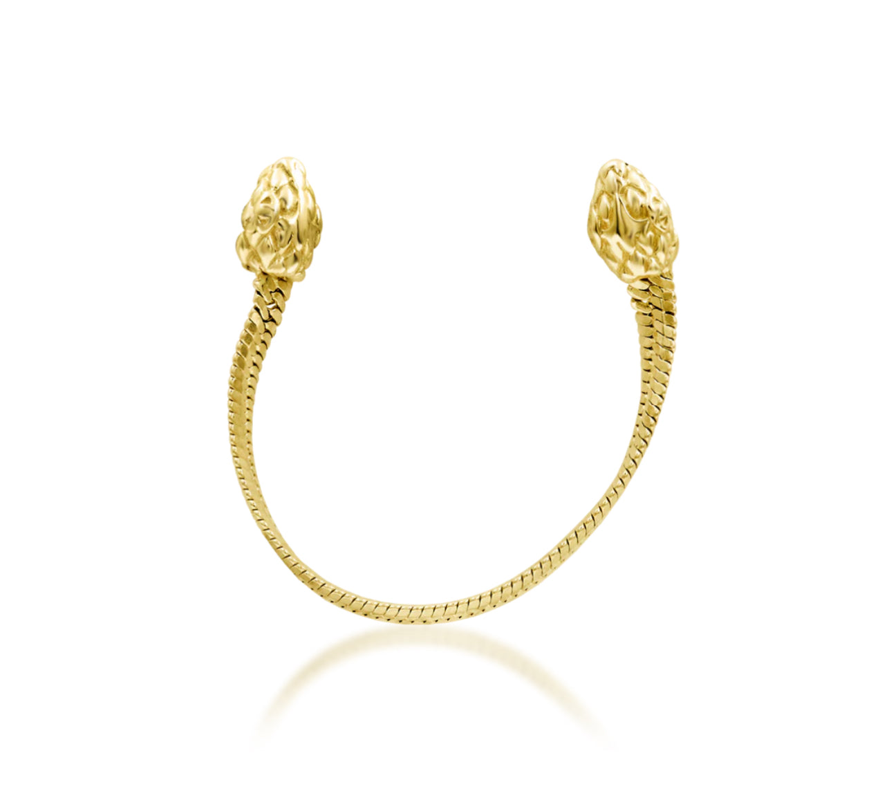Junipurr Fang double-piercing snake chain earring in solid 14k yellow gold