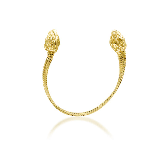 Junipurr Fang double-piercing snake chain earring in solid 14k yellow gold