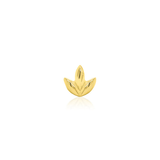 14k gold flower cartilage earring in yellow gold, featuring the petite polished Junipurr Dr. Bloom design.