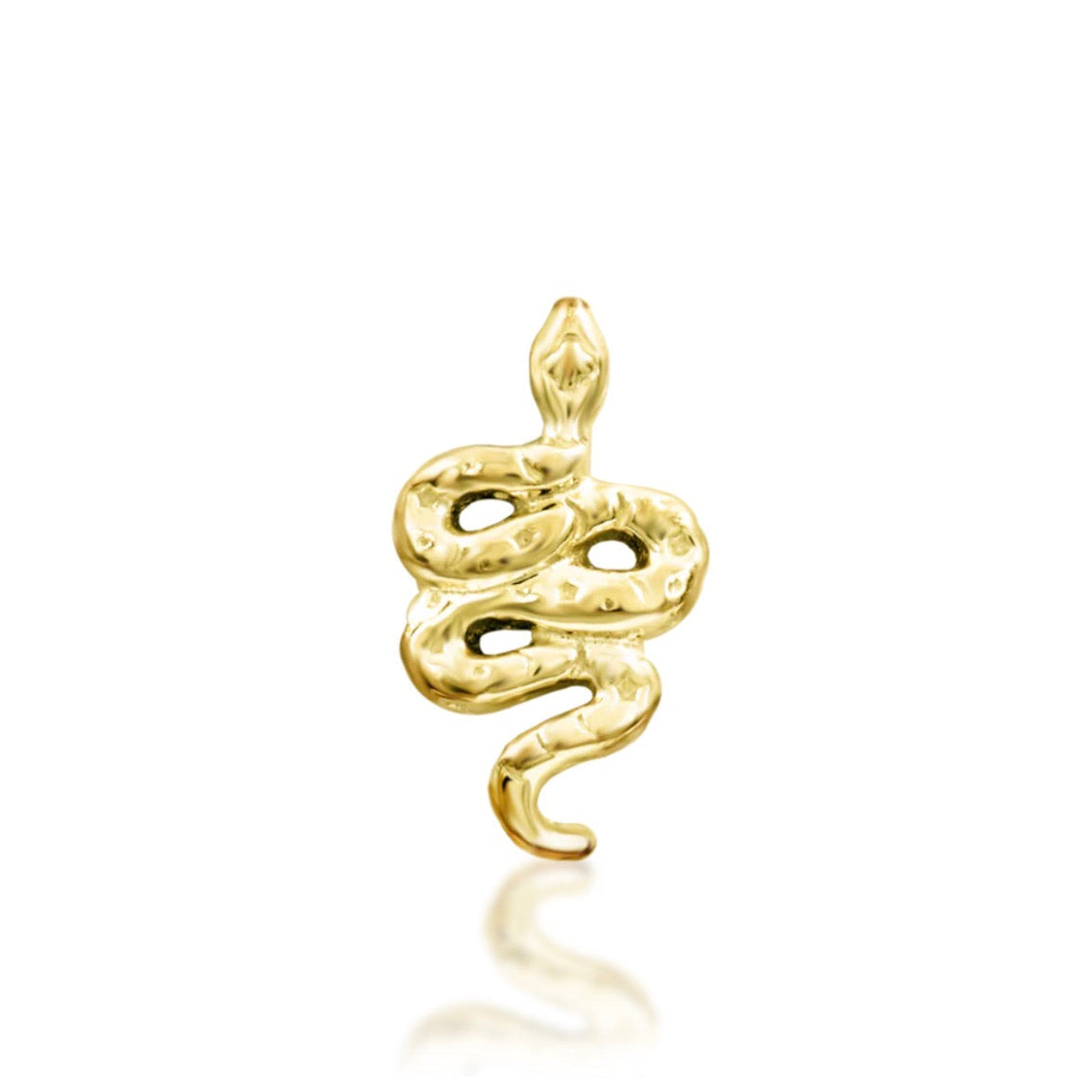 Junipurr Hiss hammered snake conch earring in textured solid 14k yellow gold