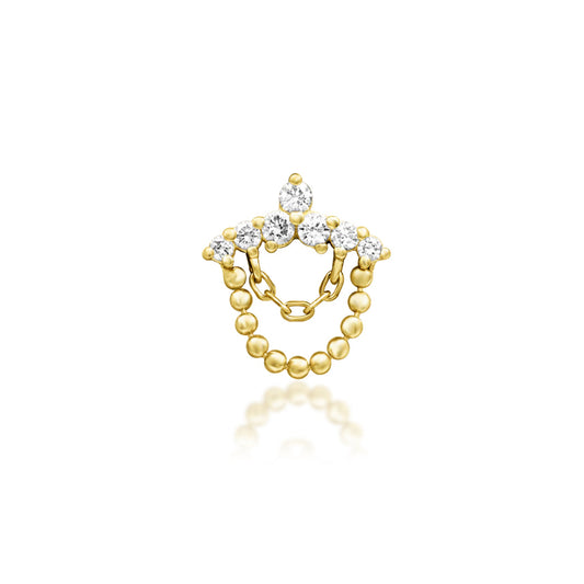 Junipurr Ninette lab diamond chain flat earring in solid 14k yellow gold