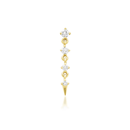 Junipurr Geraldine lab diamond dangle earring in solid 14k yellow gold