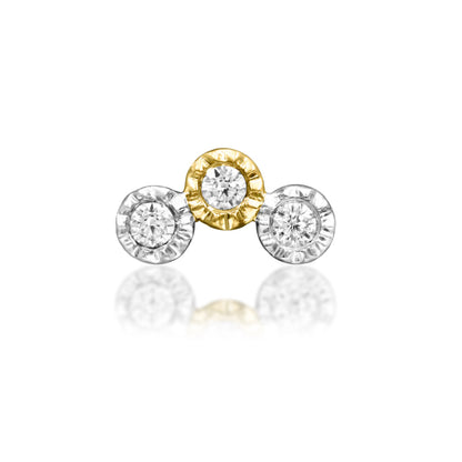     Junipurr Dowry mixed-metal helix earring in yellow and white gold with three white CZ stones
