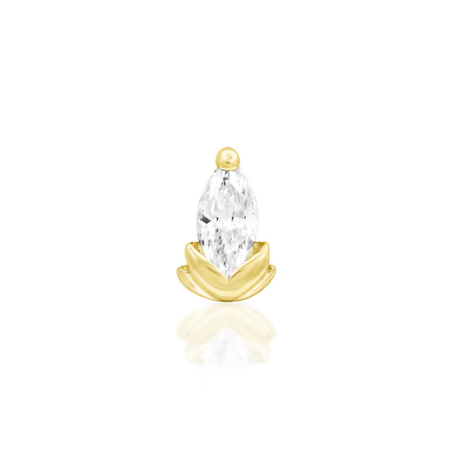 Junipurr Uma 14k gold nose stud in yellow gold with a petite White CZ
