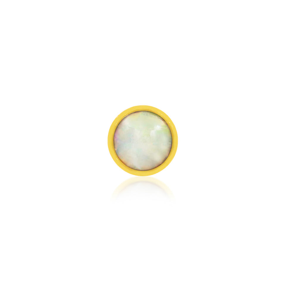 Junipurr bezel-set opal nose stud in solid 14k yellow gold