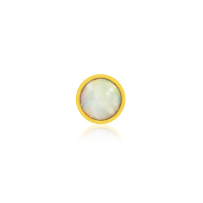 Junipurr bezel-set opal nose stud in solid 14k yellow gold