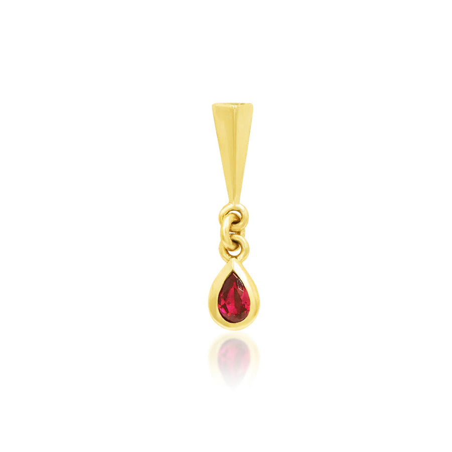 Junipurr Till Death 14k gold rook earring with a pear-shaped Garnet CZ dangle
