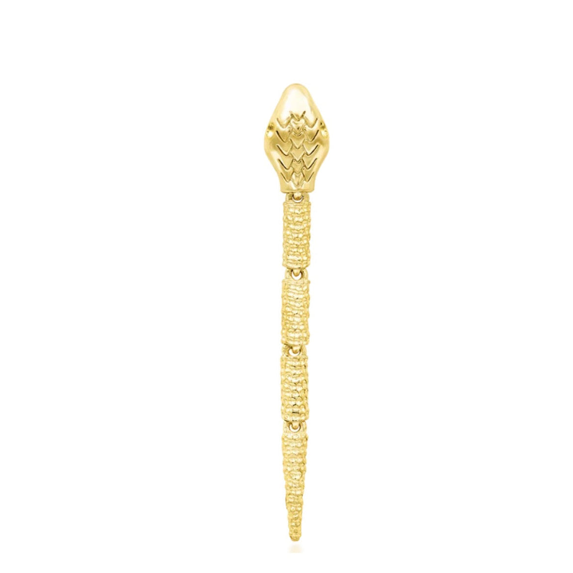 Junipurr Bite Me snake dangle helix earring in textured solid 14k yellow gold