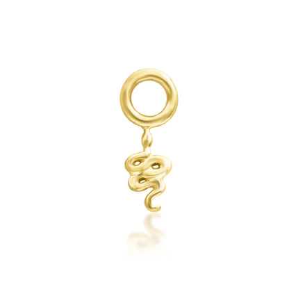 Junipurr Hiss snake earring charm in solid 14k yellow gold with a petite sculpted serpent