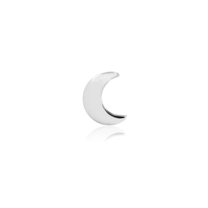 14k gold tragus earring in white gold, featuring the compact Junipurr Gold Moon threadless end.