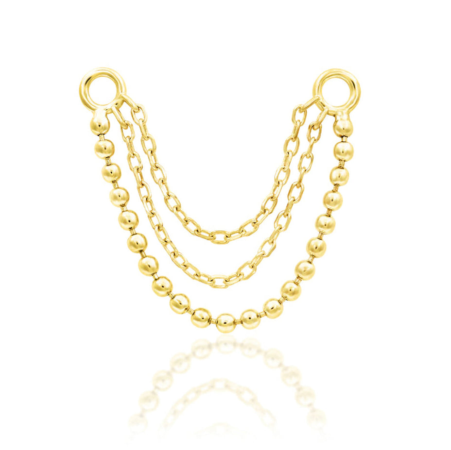 Junipurr Quinn triple piercing chain in solid 14k yellow gold