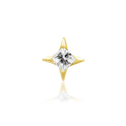 Junipurr Corvin white CZ star helix earring in solid 14k yellow gold