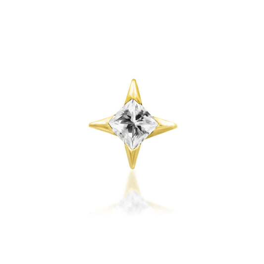 Junipurr Corvin white CZ star helix earring in solid 14k yellow gold