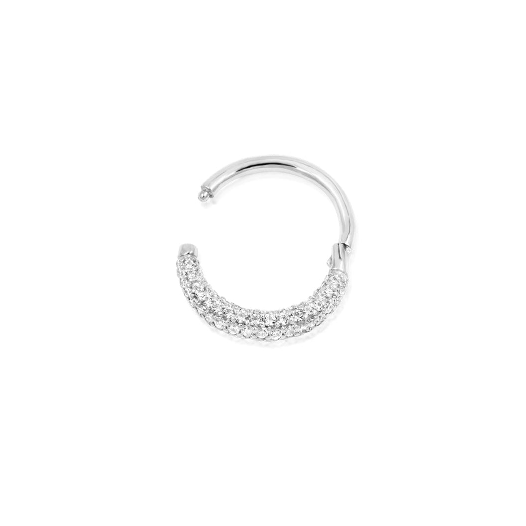 14k white gold Opulence clicker ring with 101 cubic zirconia stones