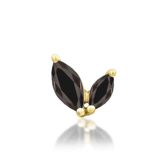 Junipurr Ocie smoky quartz threadless end in solid 14k yellow gold, front view