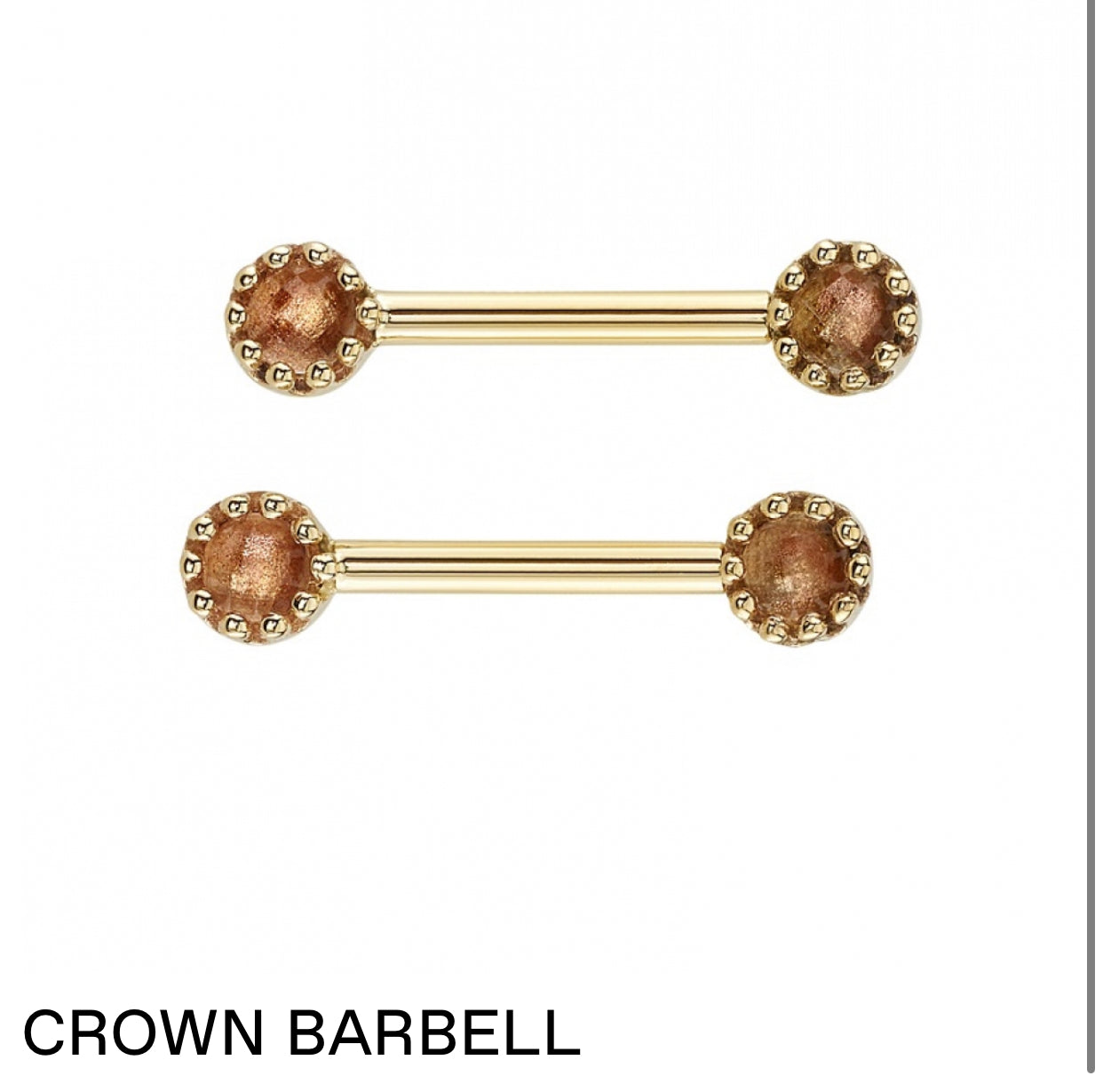 BVLA Design Your Own Crown Barbell in 14k Yellow Gold with custom gemstone settings — luxury piercing jewellery handmade in Los Angeles
