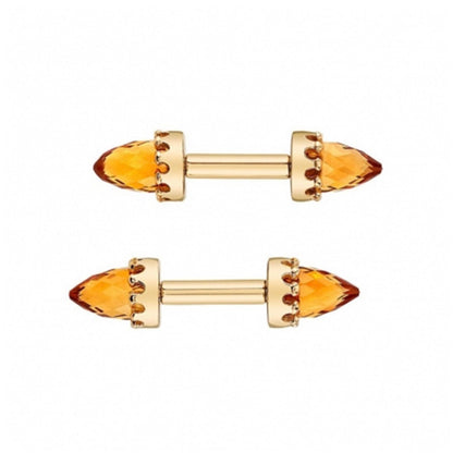 BVLA Crown Bullet custom white gold piercing jewellery with faceted London Blue Topaz and Citrine gemstones front view
