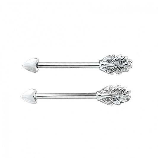 BVLA Feather Straight Barbell custom white gold piercing jewellery front view