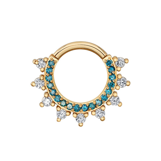 Front view of BVLA Gem Kolo Clicker in 14k yellow gold with BVLA gemstone