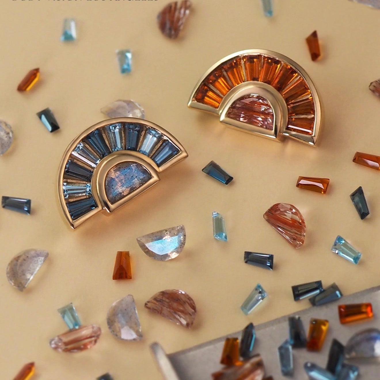 Editorial BVLA Body Vision Los Angeles luxury body jewellery collection featuring handcrafted 14k gold designer piercing jewellery with colourful gemstones for curated ears, facial piercings and body piercings.