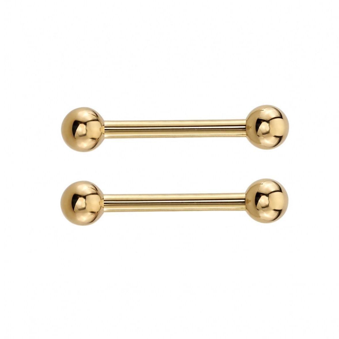 BVLA Straight Barbell custom body jewellery in yellow gold front view