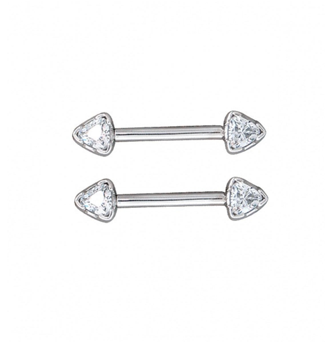 Side profile of BVLA Trillion Bell bespoke white gold body jewellery with Diamond