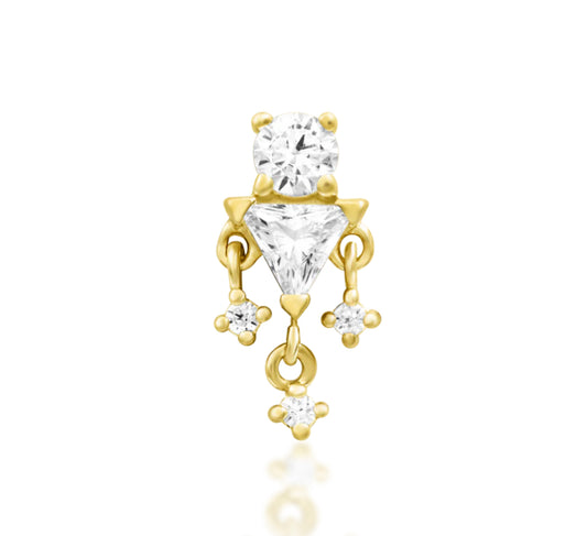 Junipurr Jewellery Joanie 14kt Gold CZ Dangle Chain Charm Helix Threadless End