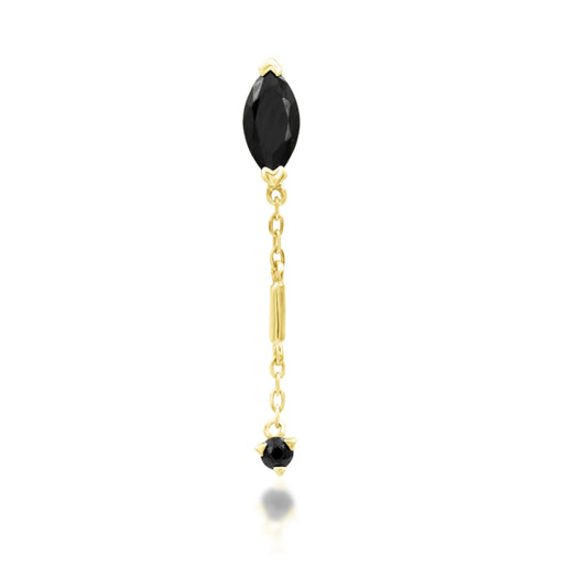 Junipurr Jewellery Akasha - Black CZ 14kt hold Threadless Attachment Chain